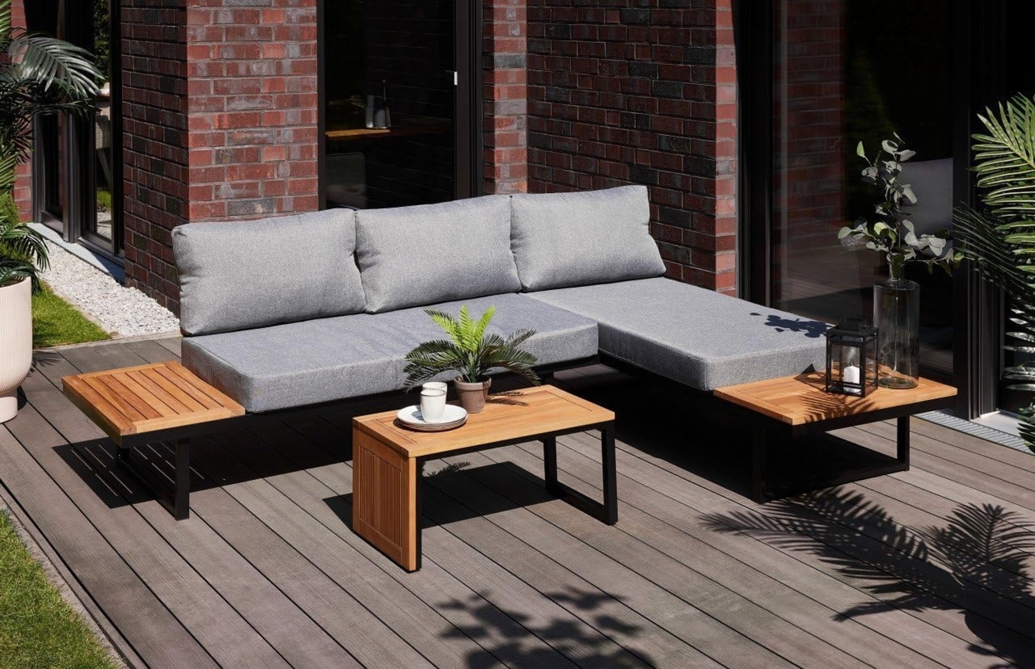 Primaster Gartenmöbel-Set Vulcano Holz/Aluminium Ecksofa Sitzgruppe Lounge Set Bild 1
