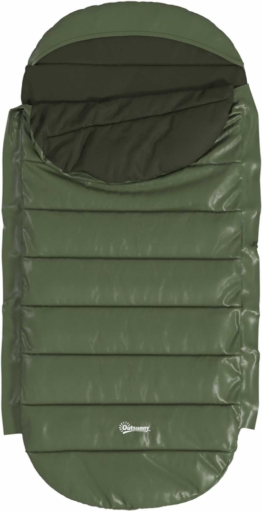 Outsunny Schlafsack wasserdicht, leicht, gefüttert, Isolierung bis -20° C (Winterschlafsack, 1 tlg, Deckenschlafsack), für Campingplatz, Dunkelgrün Bild 1