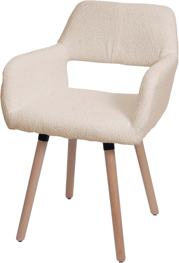 Esszimmerstuhl HWC-A50 II, Stuhl Küchenstuhl Polsterstuhl, Holz Stoff/Textil Bouclé (450g/m²) ~ beige Bild 1