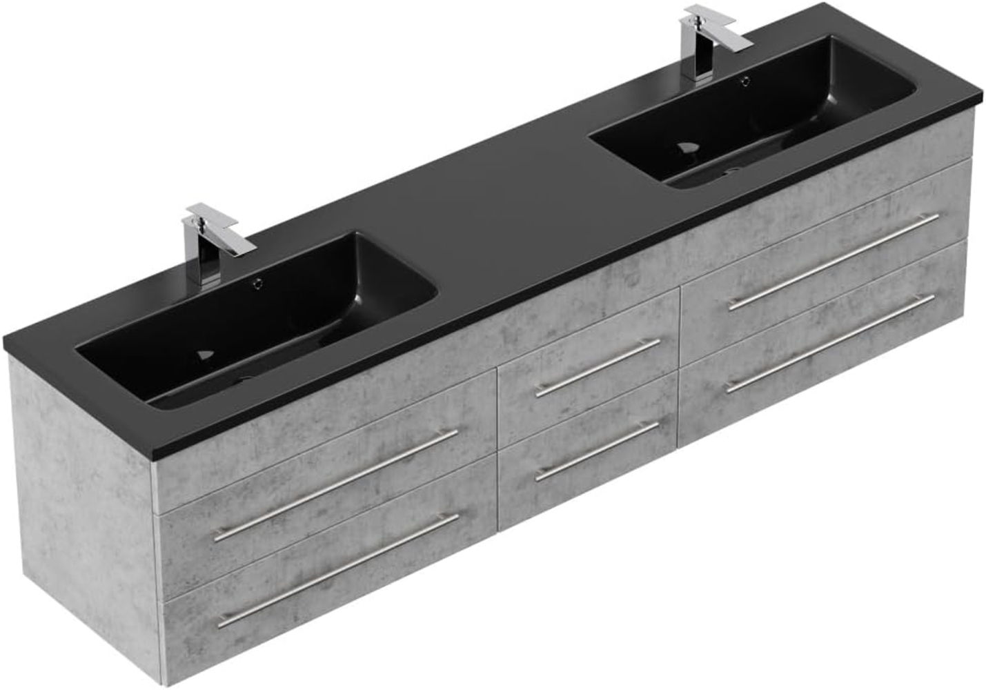 Badmöbel Compose 200 schwarzes Waschbecken SoftClose beton : Beton Bild 1