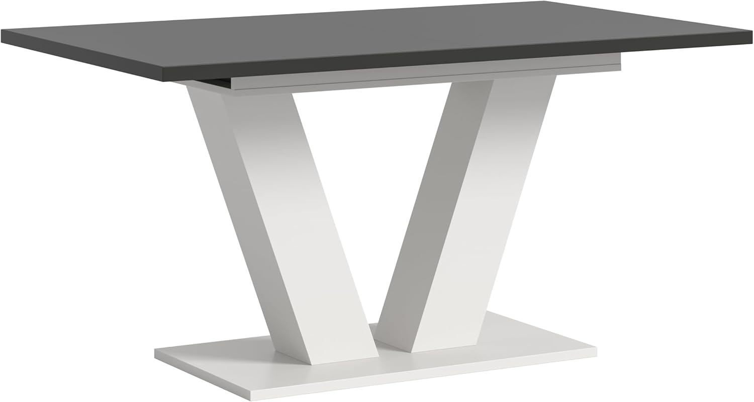 Ausziehbarer Esstisch (B/H/T): 150-190x76x80 in weiß Nachbildung und grau Nachbildung mit Y-Fußgestell Bild 1