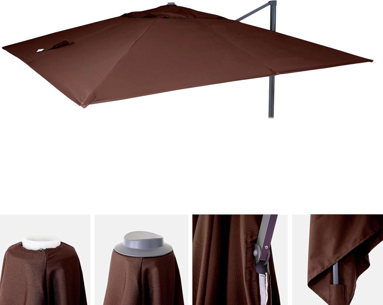 Ersatz-Bezug für Luxus-Ampelschirm HWC-A96, Sonnenschirmbezug Ersatzbezug, 3x3m (Ø4,24m) Polyester 2,7kg ~ braun Bild 1