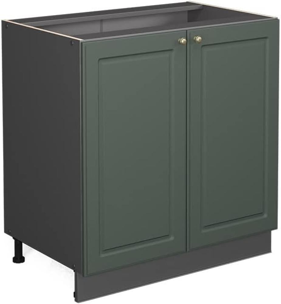 Vicco Spülenunterschrank Fame-Line, Grün-Gold Landhaus/Anthrazit, 80 cm mit Regal, AP Anthrazit Bild 1