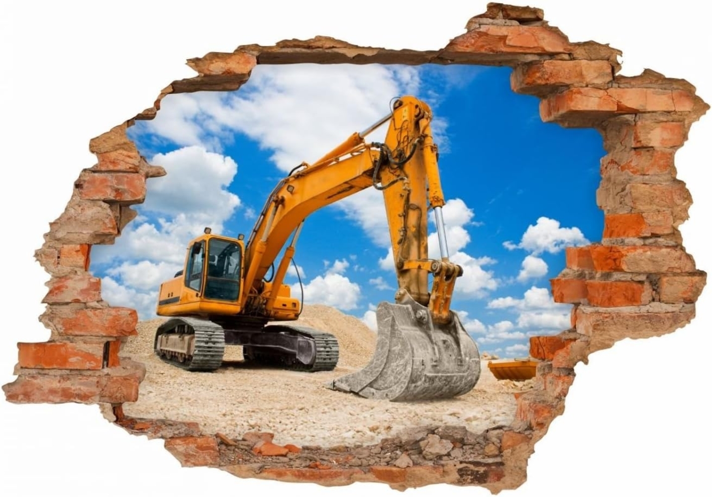 nikima Wandtattoo 049 Wandtattoo Bagger - Loch in der Wand - 500 x 350 mm (PVC-Folie) Bild 1
