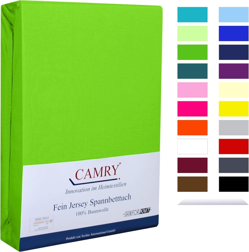 Camry Spannbettlaken CLASSIC, Jersey Baumwolle, Gummizug: rundum, viele Farben, alle Matratzenhöhen, Bettlaken, Spannbetttuch Bild 1
