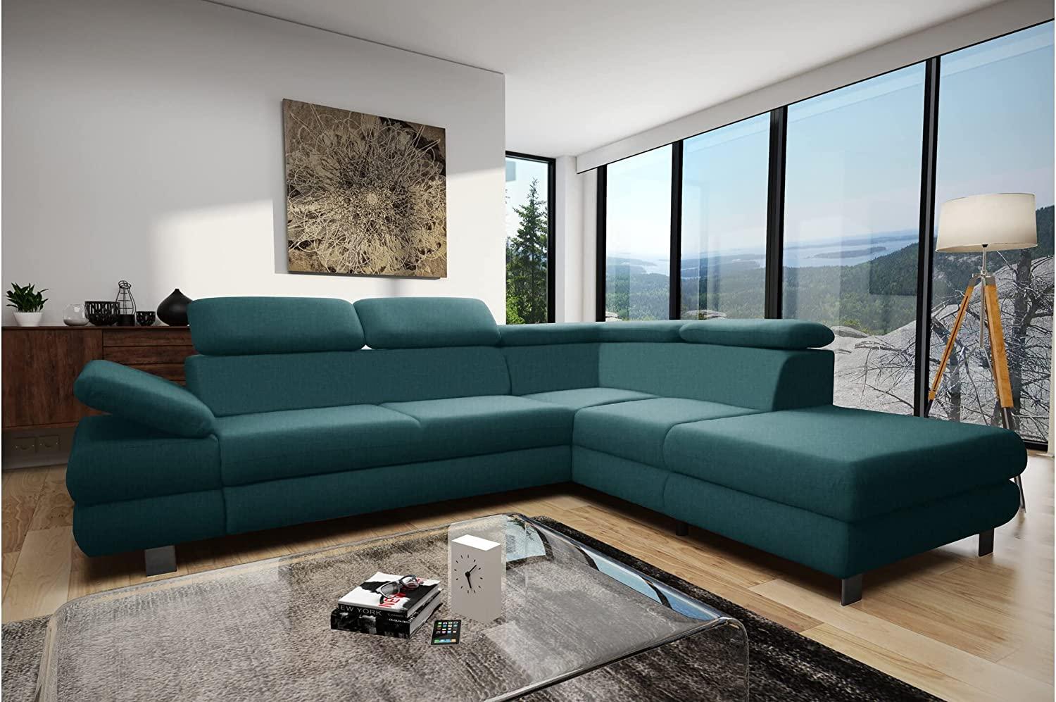 Stylefy Canzone Ecksofa Rechts Strukturstoff Dunkeltürkis Bild 1