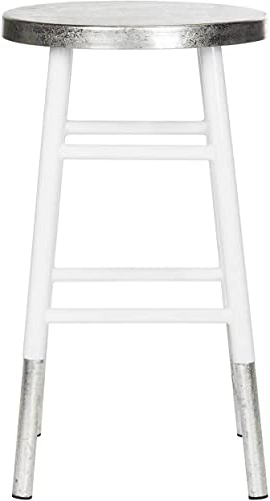SAFAVIEH Modern Bar & Counter Stool, in White and Silver Bild 1