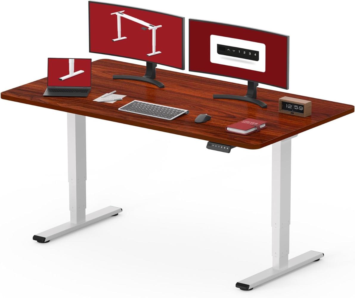 SANODESK EC4 Höhenverstellbarer Schreibtisch (140x80 cm) mit 2 Motoren Elektrisch Schreibtisch Plus 3-Fach-Teleskop, mit Memory-Steuerung - Stehtisch Bild 1