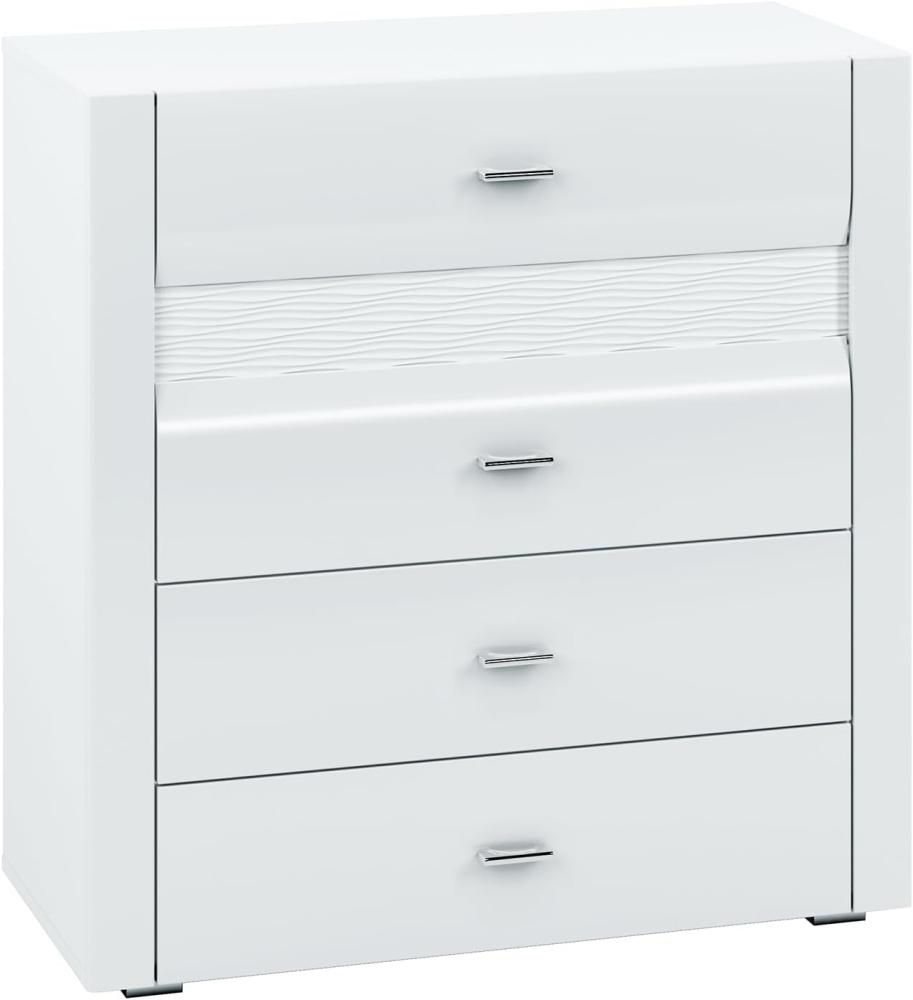 Kommode Arko Schubladenkommode 92cm MDF weiß Hochglanz Bild 1