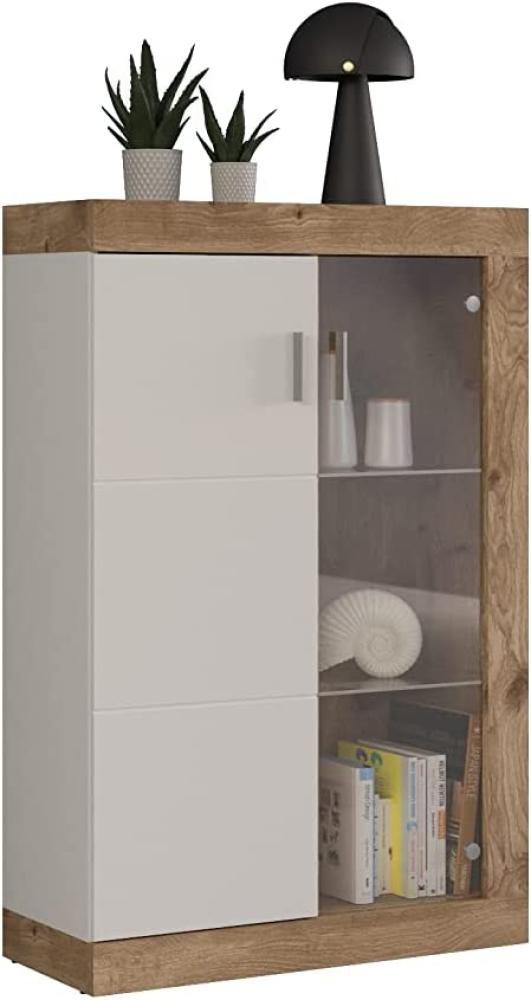 Vitrine Parma in weiß matt und Eiche 80x123 cm Bild 1