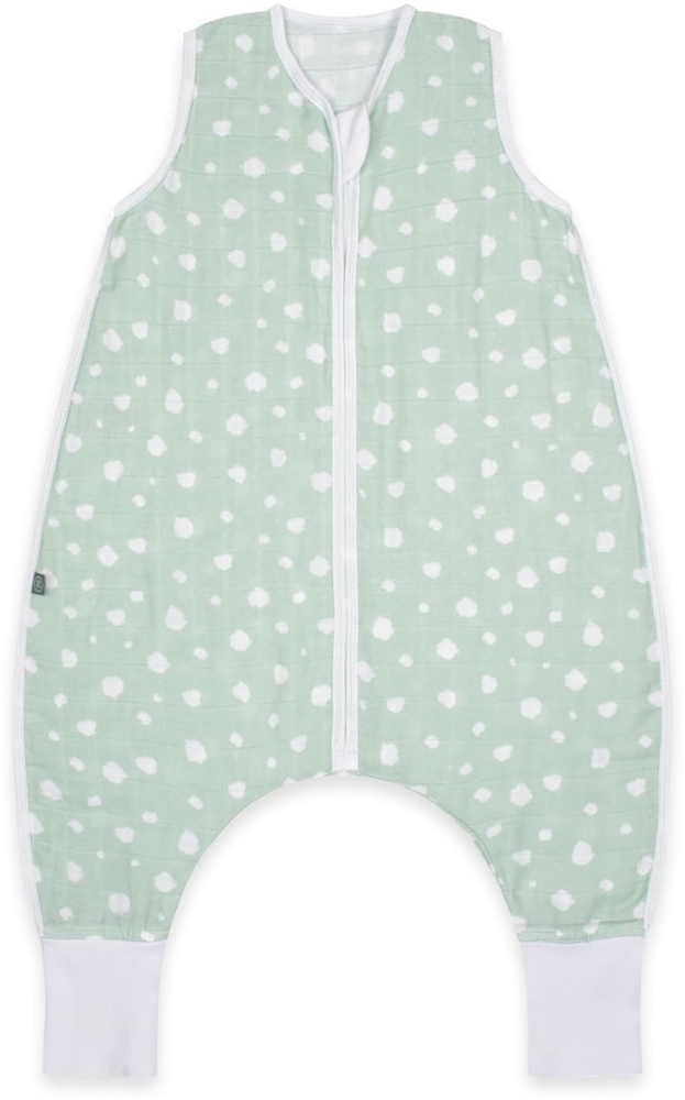 emma & noah Premium Baby Schlafsack mit Füßen Sommer, Bequem & Atmungsaktiv, 100% Bio-Baumwolle, Oeko-TEX Zertifiziert, Flauschig, Bewegungsfreiheit, 0. 5 TOG (Punkte Mint, 110 cm) Bild 1