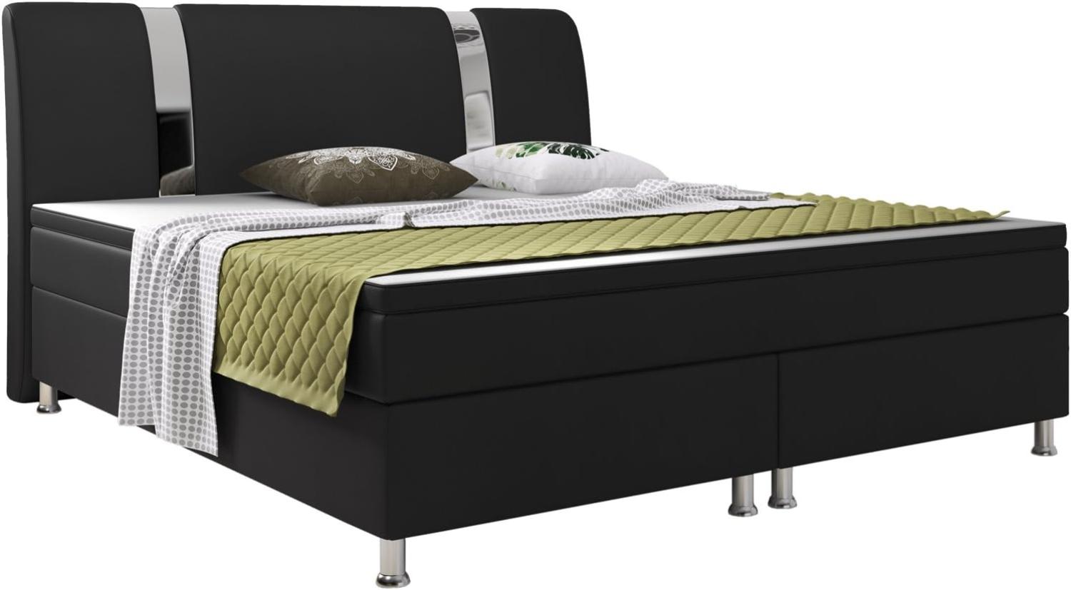 Boxspringbett Riva 180x200 cm Kunstleder Schwarz Bild 1