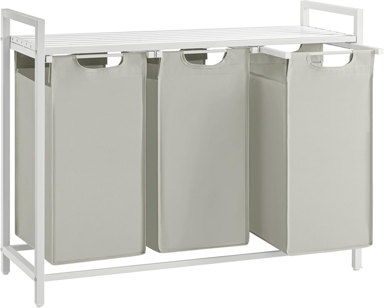 Vasagle Wäschekorb mit 3 Fächer, Metallrahmen Weiß, 3x38 L / 92,5 x 33 x 72 cm Bild 1