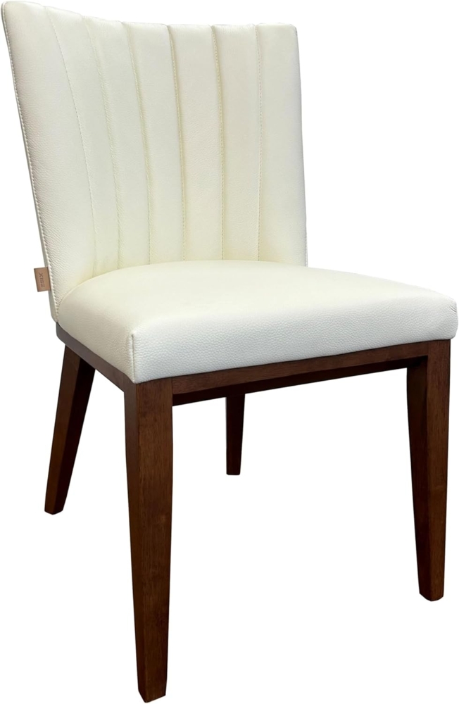 SIX Stuhl SIX Esszimmerstuhl Fenci Echtleder Creme Weiß Nussbaum Gastro Bild 1