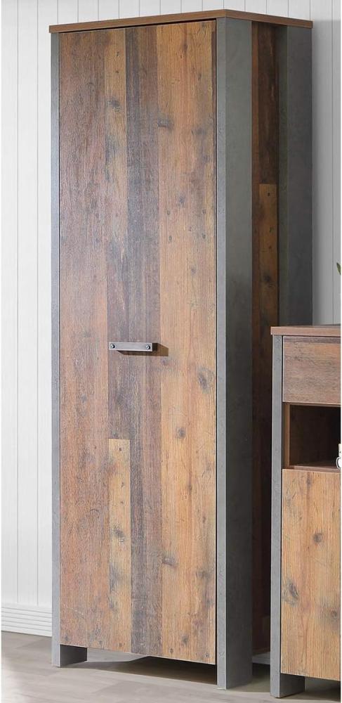 Garderobenschrank >Celon< in Old Wood Vintage - 67x201,5x41,6cm (BxHxT) Bild 1