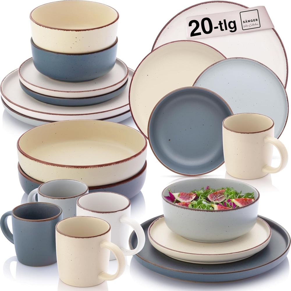 SÄNGER Steingut Geschirrset Bombay Moonlight 20 teilig für 4 Personen Bild 1