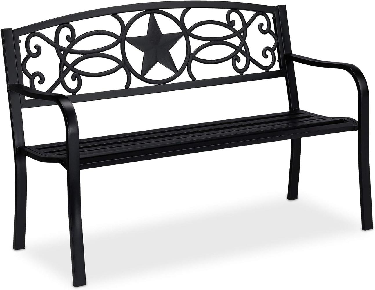 Relaxdays Gartenbank 2-Sitzer schwarz 87 x 127 x 55 Bild 1