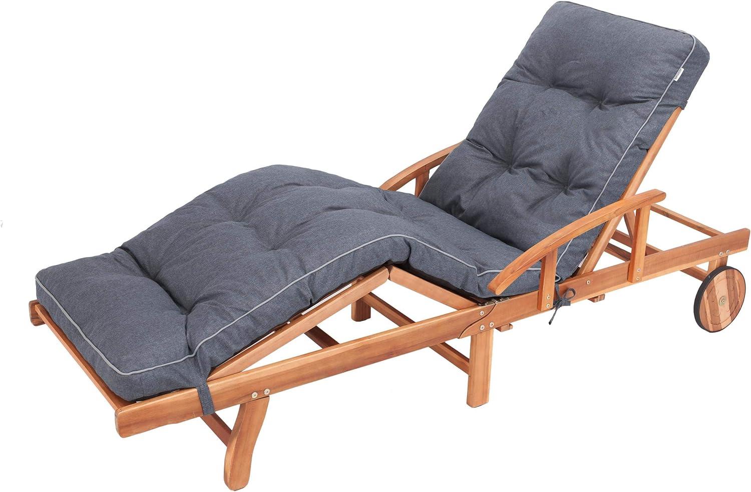 Bjird Liegenauflage, Auflage für Gartenliege 200 x 55 x 8 cm, Auflagen für Deckchair, Polsterauflage für Sonnenliege, Kissen für Liegestuhl, gesteppt - Navyblau Bild 1