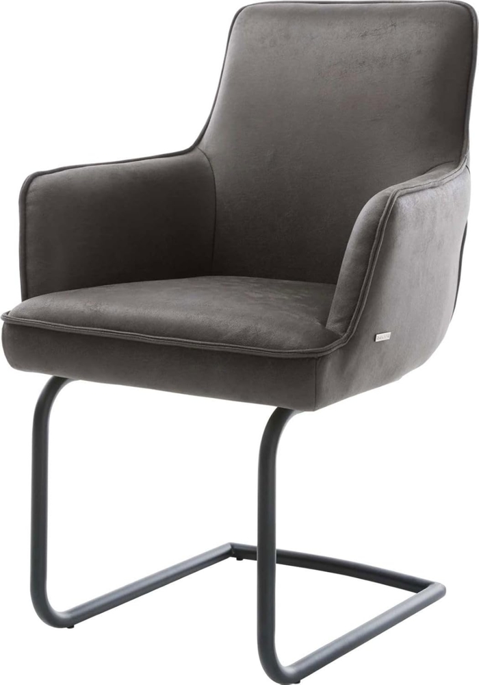 Freischwinger Heira-Flex mit Armlehnen Mikrofaser Anthrazit Vintage Freischwinger rund Schwarz Taschenfederkern Bild 1