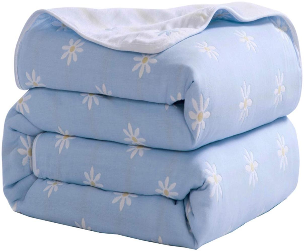 Hayisugal Kuscheldecke zweiseitig Tagesdecke Bettüberwurf 100% Baumwolle Kinder Überwurf Decke Baumwolldecke Bunte Decke Kinder Bettdecke Decken Winter Sofa Decke, Blau Gänseblümchen, 150 x 200cm Bild 1