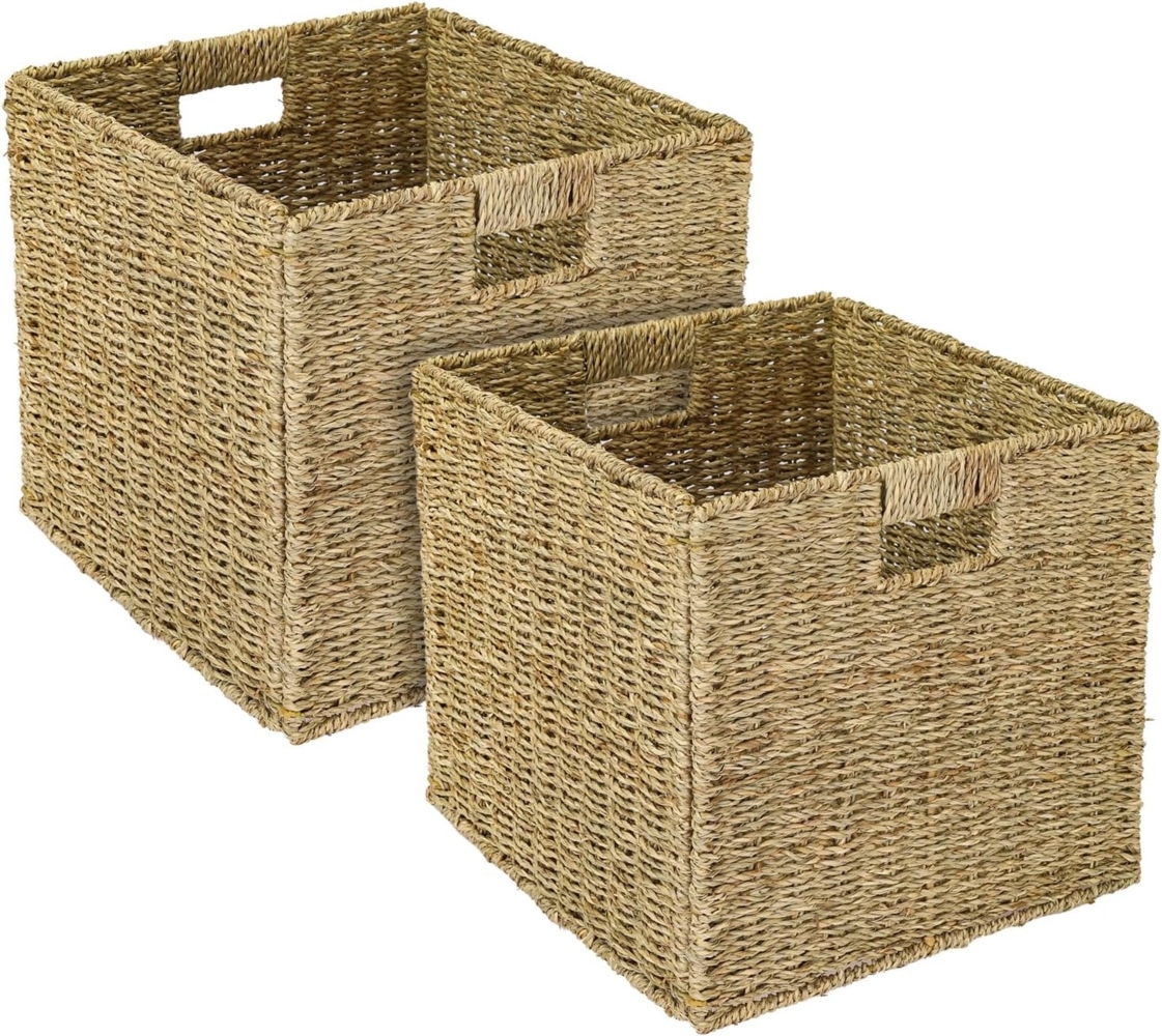 HMF Regalkorb Aufbewahrungskorb, Korb geflochten aus Seegras, passend für Kallax Regale 32 x 34,5 x 32 cm, natur Bild 1