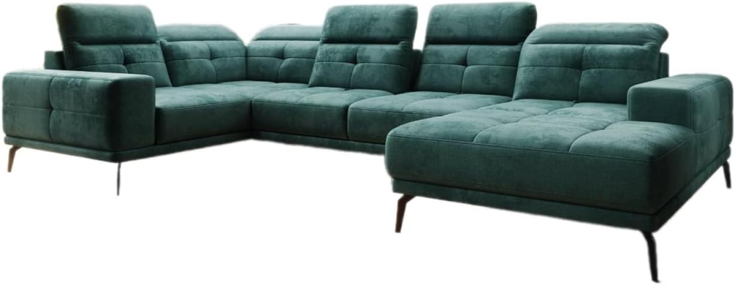 Designer Sofa Nerio mit verstellbarer Kopf- und Rückenlehne Samt Grün Rechts Bild 1