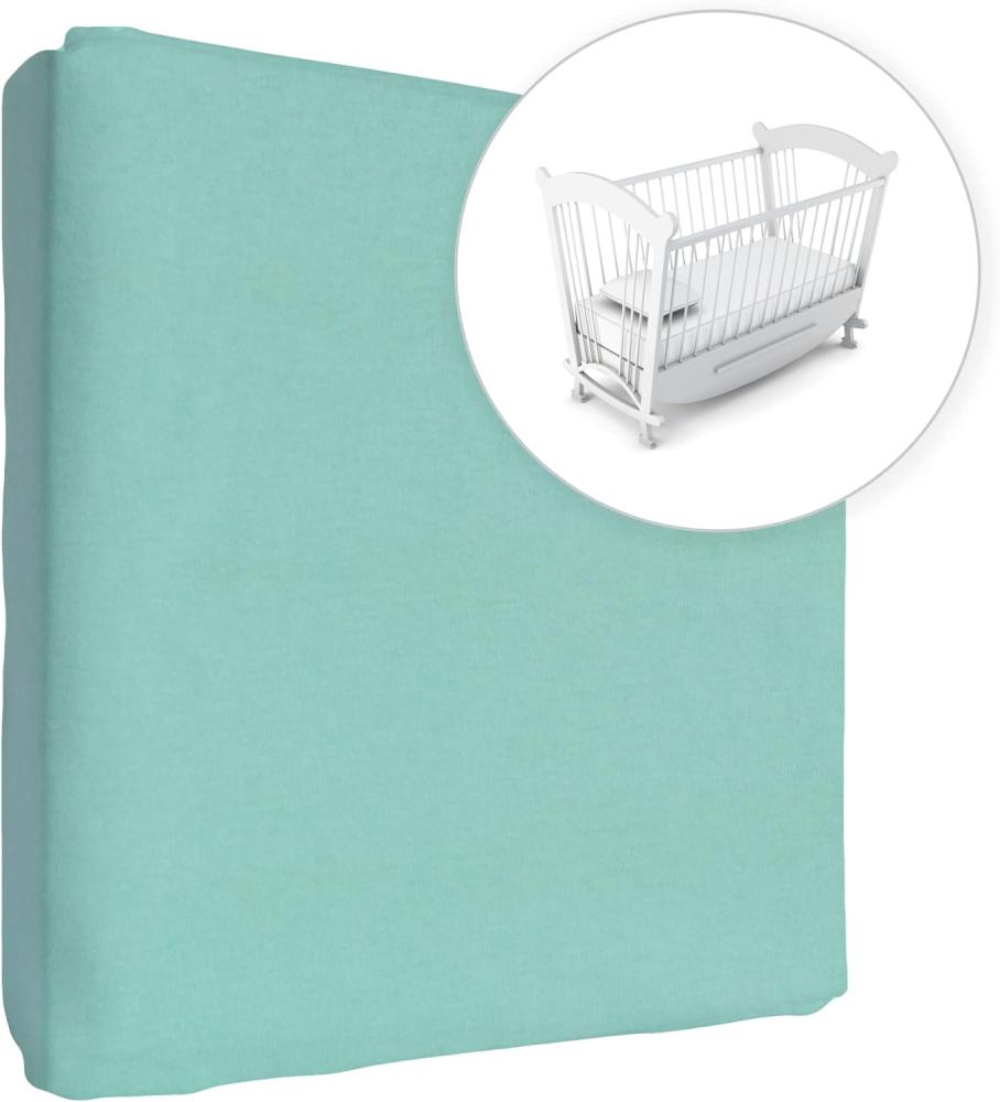 Jersey Spannbetttuch für Babybett, 100% Baumwolle, passend für 90 x 50 cm Babybett-Wiegebett-Matratze (Tiffany) Bild 1