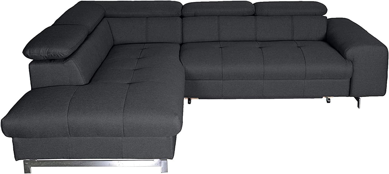 Mivano Ecksofa Chef / L-Sofa mit Ottomane und verstellbaren Kopfstützen / 262 x 72 x 206 / Strukturstoff Schwarz Bild 1