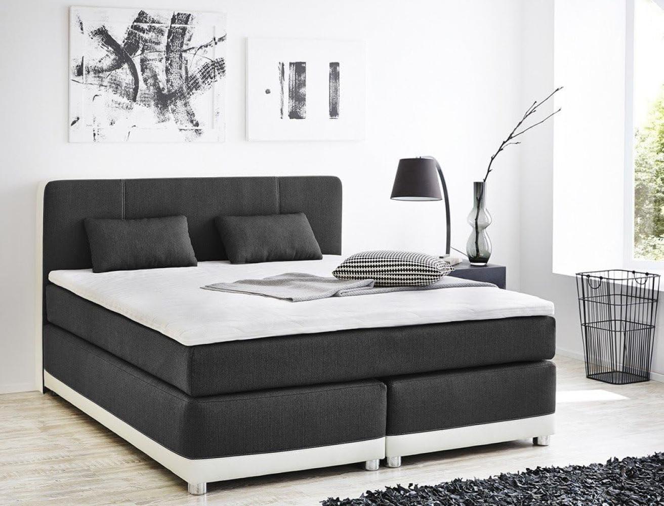 expendio Boxspringbett 180x200 grau weiß mit Topper und Kissen Doppelbett Hotelbett Komfortbett Bett 10611 Bild 1