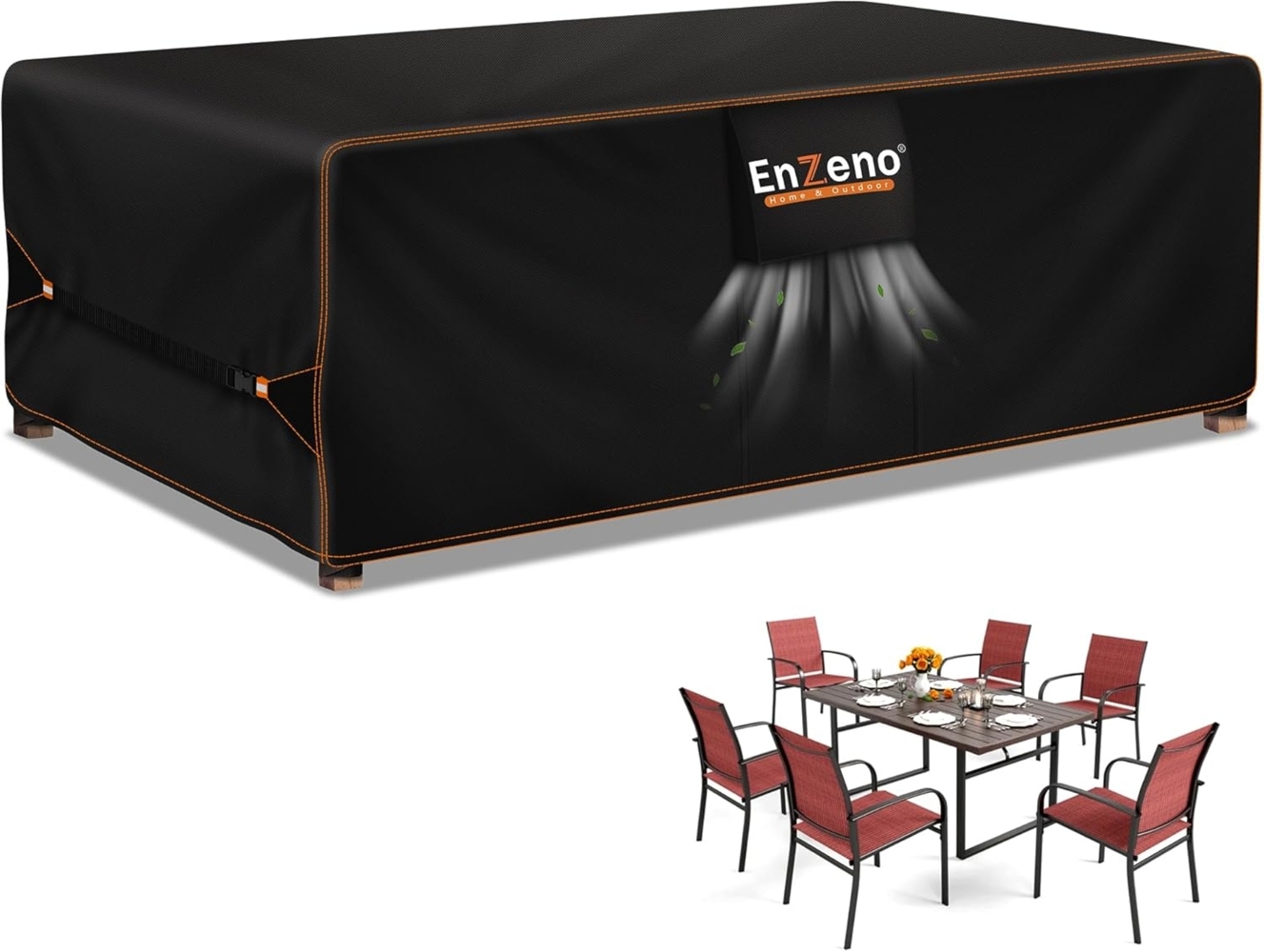 Enzeno Gartenmöbel Abdeckung Wasserdicht, Winterfest Abdeckplane Gartenmöbel, Oxford Gewebe Schutzhülle tisch, Gartentisch Abdeckung Sitzgruppe, Gartentisch Plane 150x90 cm Bild 1
