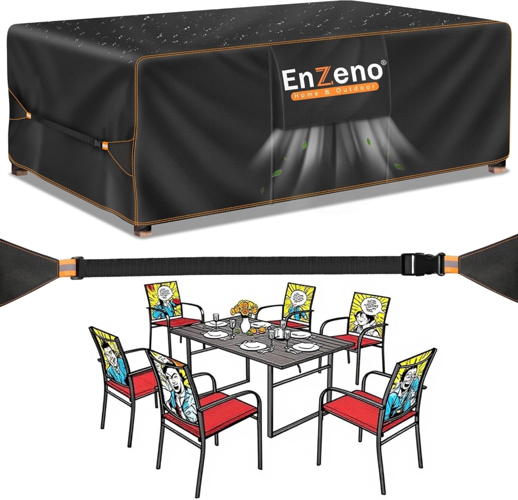 Enzeno Gartenmöbel Abdeckung Wasserdicht, Winterfest Abdeckplane Gartenmöbel, Oxford Gewebe Schutzhülle tisch, Gartentisch Abdeckung Sitzgruppe, Gartentisch Plane 150x90 cm Bild 1