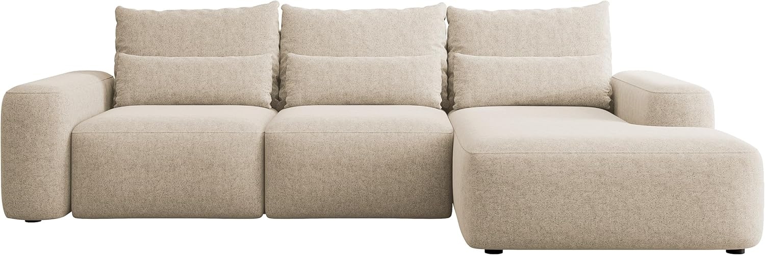 Selsey Sofa Ecksofa Eckcouch Schlafsofa Couch Mit Stauraum Schlaffunktion Pflegeleicht Mit Kissen Lendenkissen L Form Freistehend Rechts Chenille Beige Carnos Bild 1