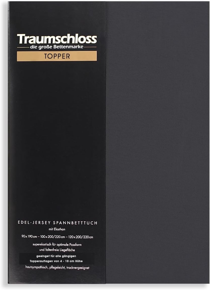 Traumschloss Topper Edel-Jersey Spannbettlaken anthrazit 140-160x200-220 Bild 1