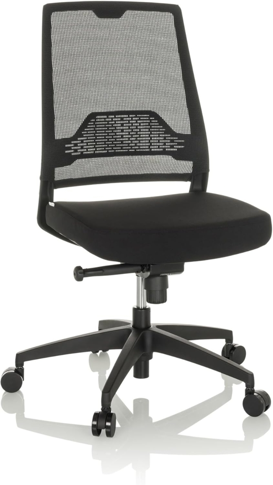 hjh OFFICE Profi Bürostuhl Porto ECO I Ergonomischer Drehstuhl mit Netzrücken und Lendenwirbelstütze, Stoff Schwarz, 657668 Bild 1