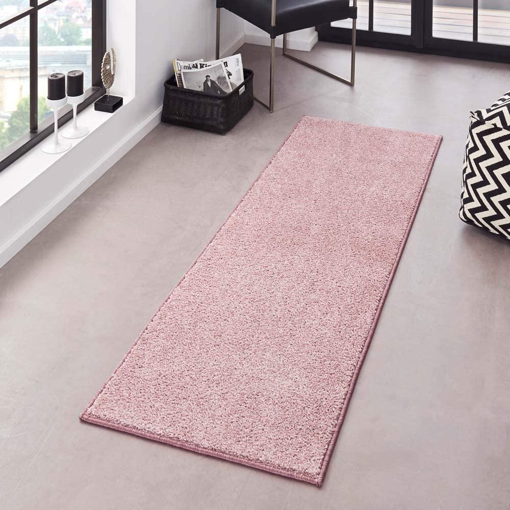 Kurzflor Teppich Pure Uni Flieder-Rosa - 80x300x1,3cm Bild 1