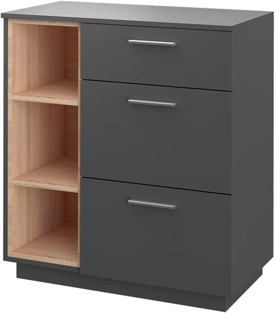 Vicco Kommode Highboard Anrichte Beatrice Anthrazit 3 Schubladen Sideboard Regal Bild 1