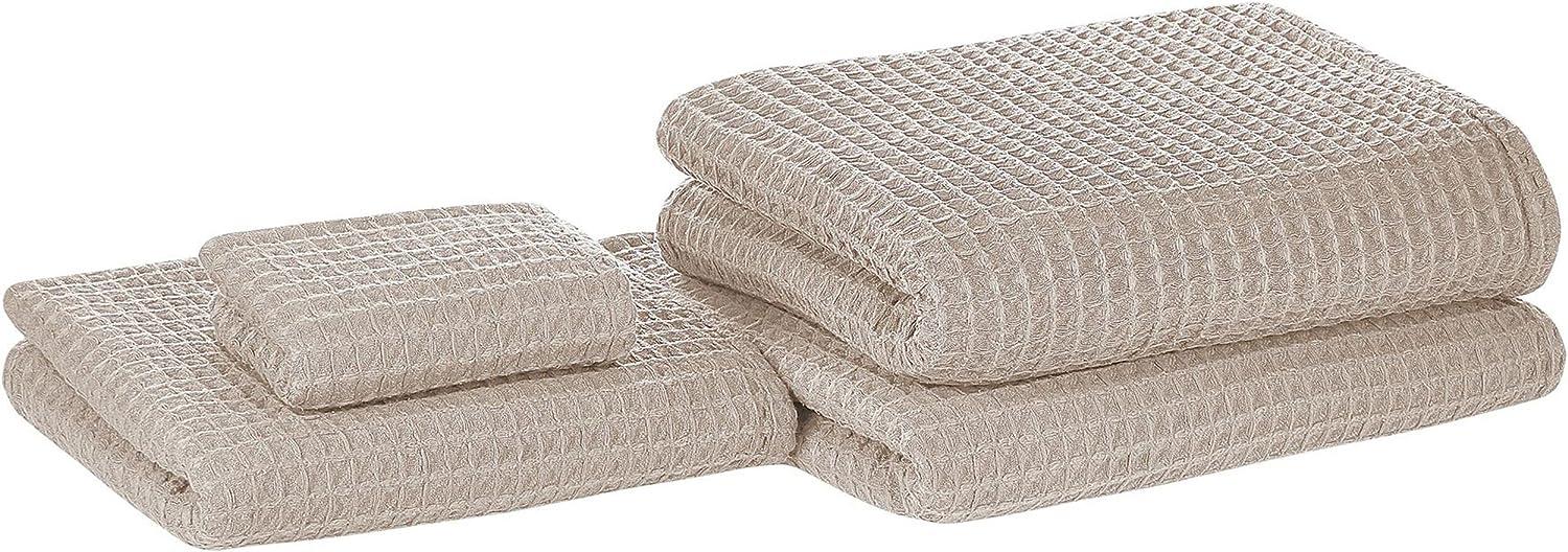 Badehandtuch Set 4-teilig Beige Baumwolle Zero-Twist-Garn Bild 1