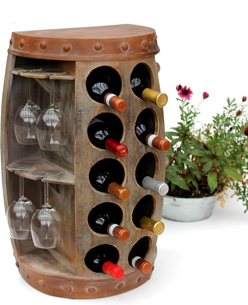 Weinregal Weinfass 1547 Beistelltisch Schrank Fass aus Holz 65cm Weinbar Bar Wandtisch Flaschenregal Bild 1