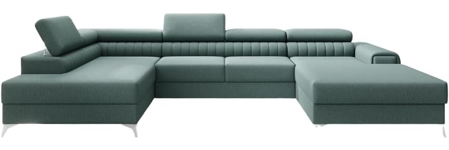 Designer Sofa Collina mit Schlaf- und Klappfunktion Stoff Grün Links Bild 1