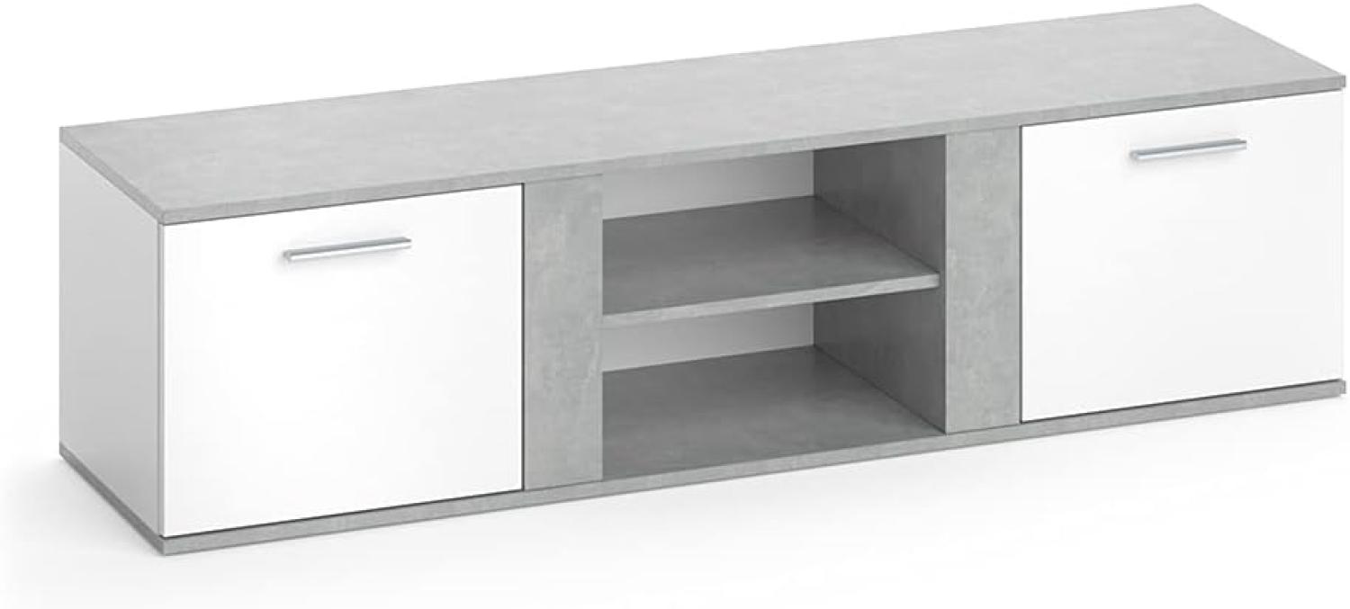 Vicco TV Lowboard Novelli Fernsehschrank Sideboard Fernsehtisch Weiß Beton Bild 1