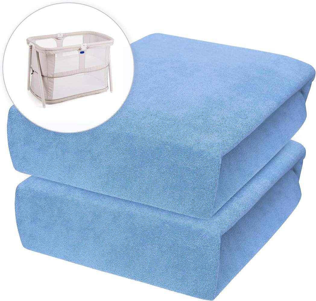 2 x Baby Comfort Frottee Spannbettlaken für 95 x 65 cm Reisebett Matratze (blau) Bild 1