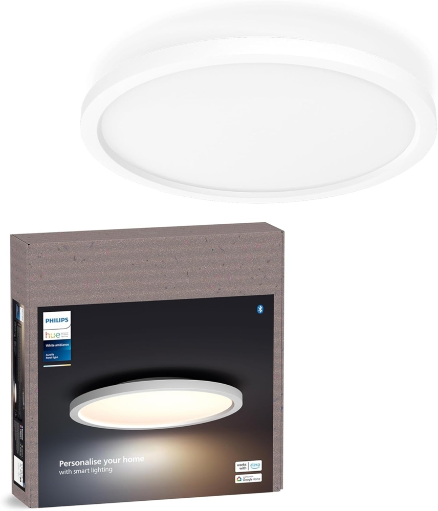 Philips Hue White Ambiance Aurelle Panelleuchte weiß inkl. Dimmschalter, 2200lm, rund, alle Weißschattierungen, steuerbar via App, kompatibel mit Amazon Alexa (Echo, Echo Dot), neue Generation Bild 1