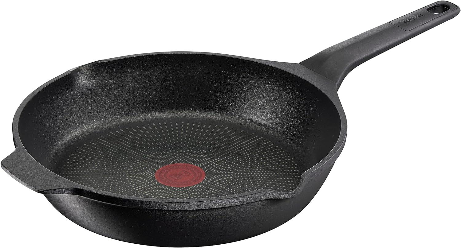 Tefal E24906 Robusto Aluguss Bratpfanne 28 cm | einfache Reinigung | Antihaftversiegelung | Thermo-Signal Temperaturanzeiger | spülmaschinenfest | induktionsgeeignet | Schwarz Bild 1