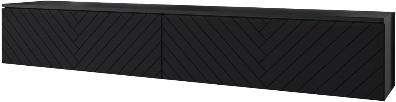 TV-Lowboard Stone 180 MDF, ohne Beleuchtung, Farbe: Eiche Schwarzer Graphit/Schwarz Fischgrät Bild 1