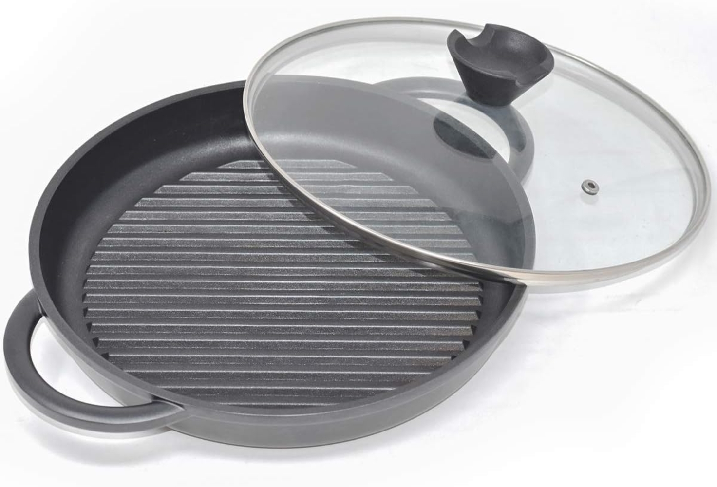 JOEJI’S KITCHEN Grillpfanne Grillpfanne deckel 27cm Aluminium abnehmbarer griff antihaftversiegelt Bild 1