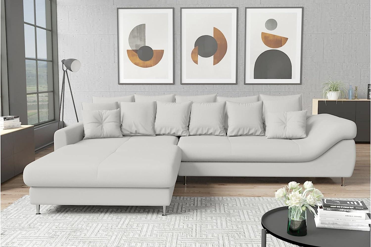 Stylefy Arthur Ecksofa Links Kunstleder Weiß Bild 1