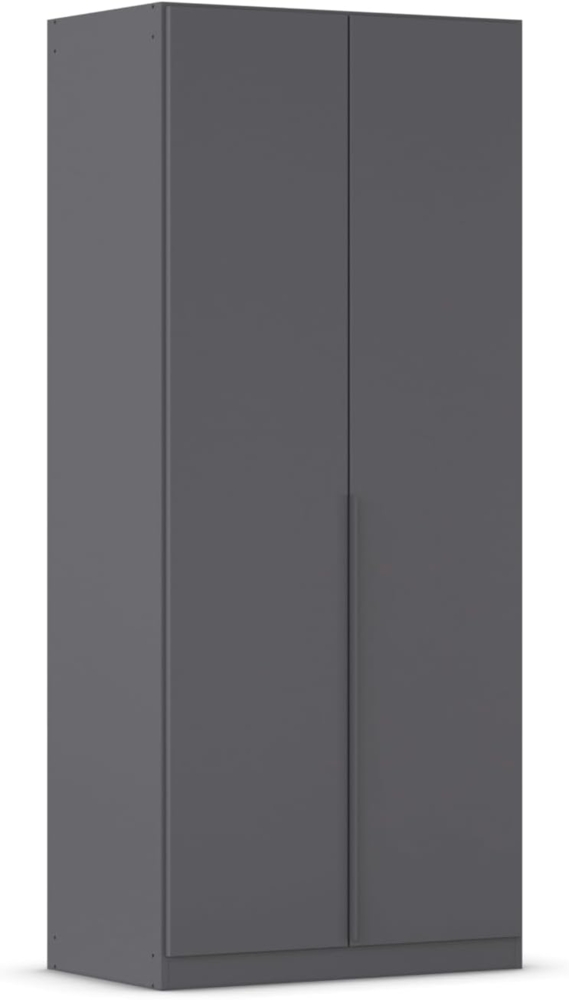 Rauch Möbel Alabama, Kleiderschrank, Garderobenschrank, 2-türig, Zubehör Basic, 1 Kleiderstange, 2 Einlegeböden, Farbe Grau metallic, Schwarz, Griff Grau metallic, 91 x 229 x 54 cm Bild 1