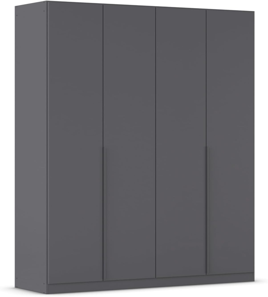 Rauch Möbel Alabama, Kleiderschrank, Garderobenschrank, 4-türig, Zubehör Classic, 2 Kleiderstangen, 7 Einlegeböden, Farbe Grau metallic, Schwarz, Griff Grau metallic, 181 x 229 x 54 cm Bild 1