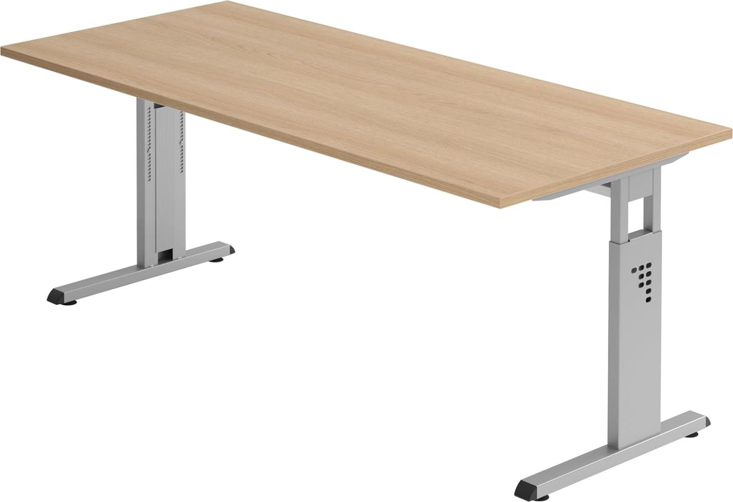 bümö® Stabiler Schreibtisch höhenverstellbar 180 x 80 cm | Bürotisch in Eiche | Büroschreibtisch mit Höheneinstellung | Tisch für Büro in 9 Größen & 7 Dekoren Bild 1