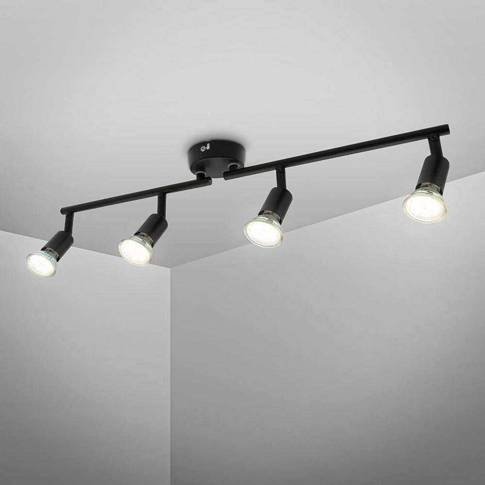 B.K.Licht Deckenleuchte LED Deckenlampe Wohnzimmer Küche Bad 60 cm 4-flammig GU10 12W 1000lm, LED wechselbar, 3000K - Warmweiß, 4er Deckenstrahler Spot schwenkbar & drehbar Messing schwarz - BKL1546 Bild 1